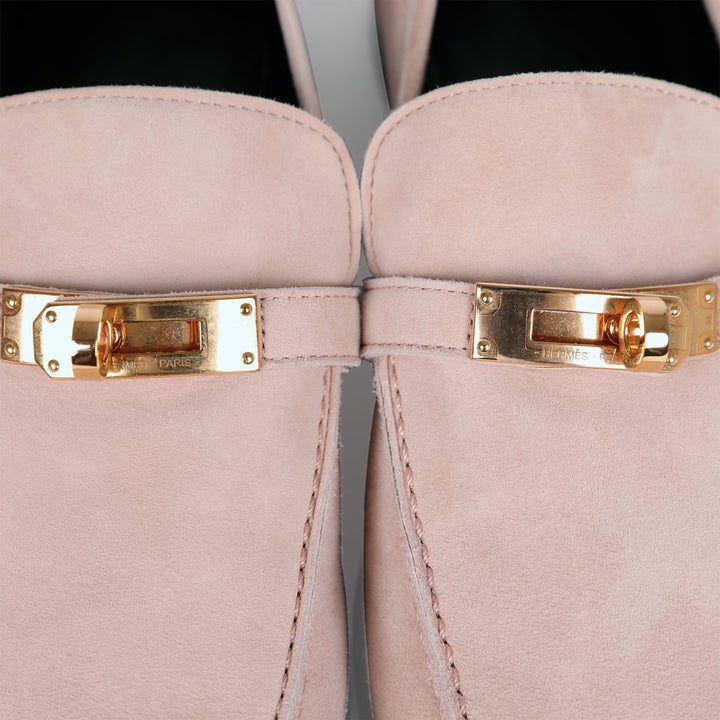 Top quality Hermes Destin Loafer Rose Aube Suede Rose Gold Hardware 38 EU