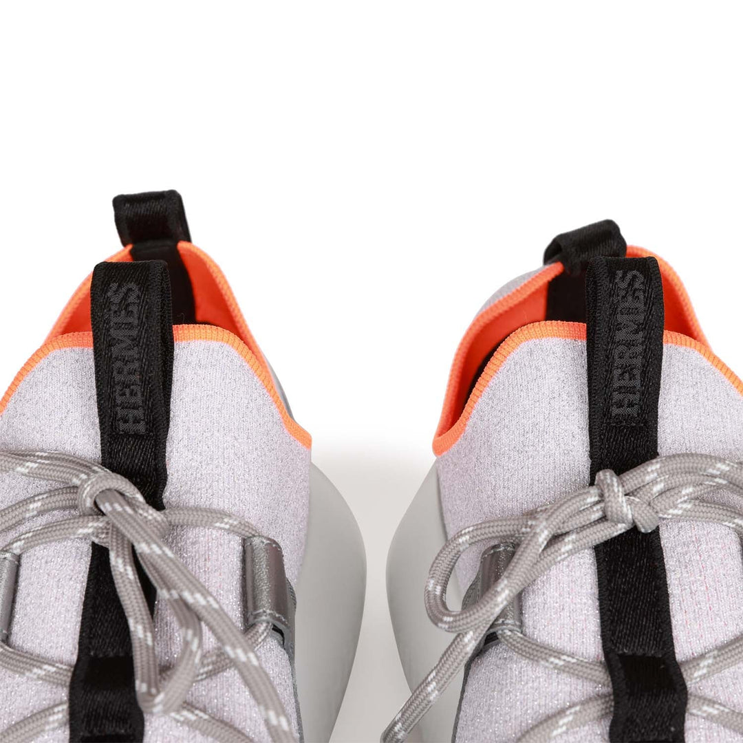 Top quality Hermes Duel Sneakers Silver, Black, and Orange Calfskin and Rubber 40