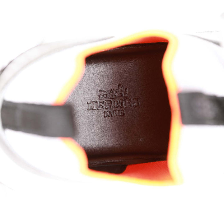 Top quality Hermes Duel Sneakers Silver, Black, and Orange Calfskin and Rubber 40