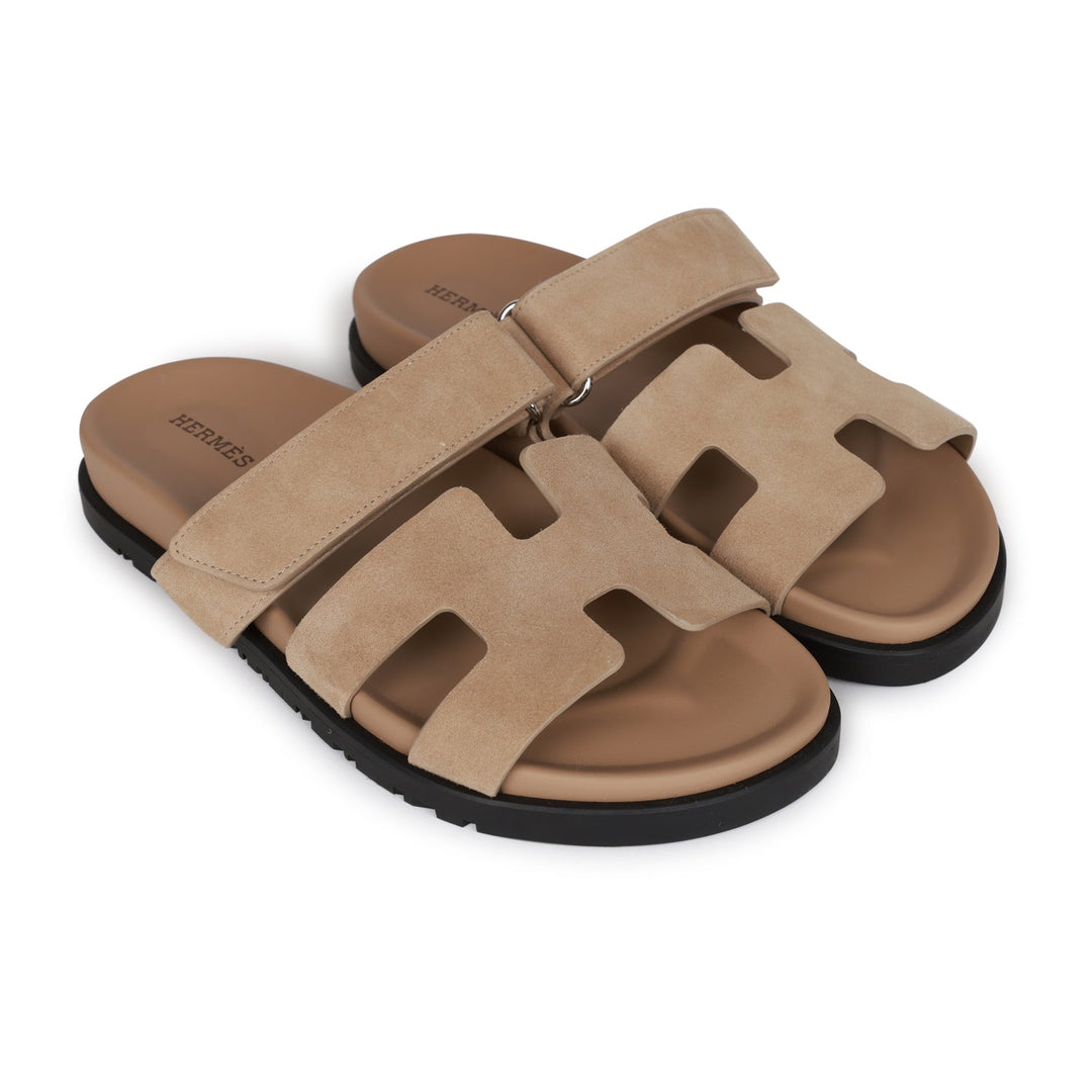 Top quality Hermes Chypre Sandals Beige Suede 37