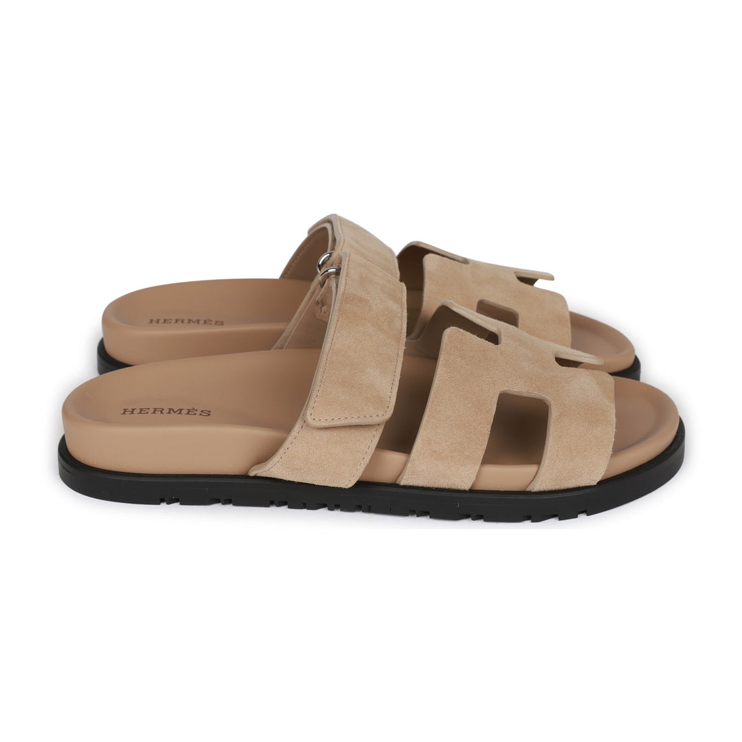 Top quality Hermes Chypre Sandals Beige Suede 37