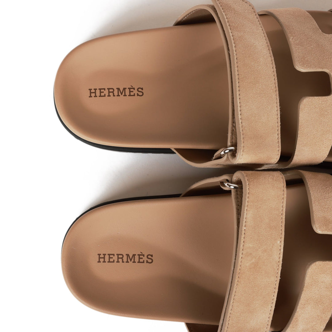 Top quality Hermes Chypre Sandals Beige Suede 37