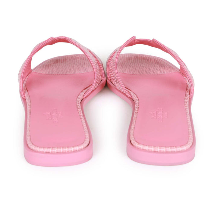 Top quality Hermes Oran Sandals Rose Jaipur Lizard 37