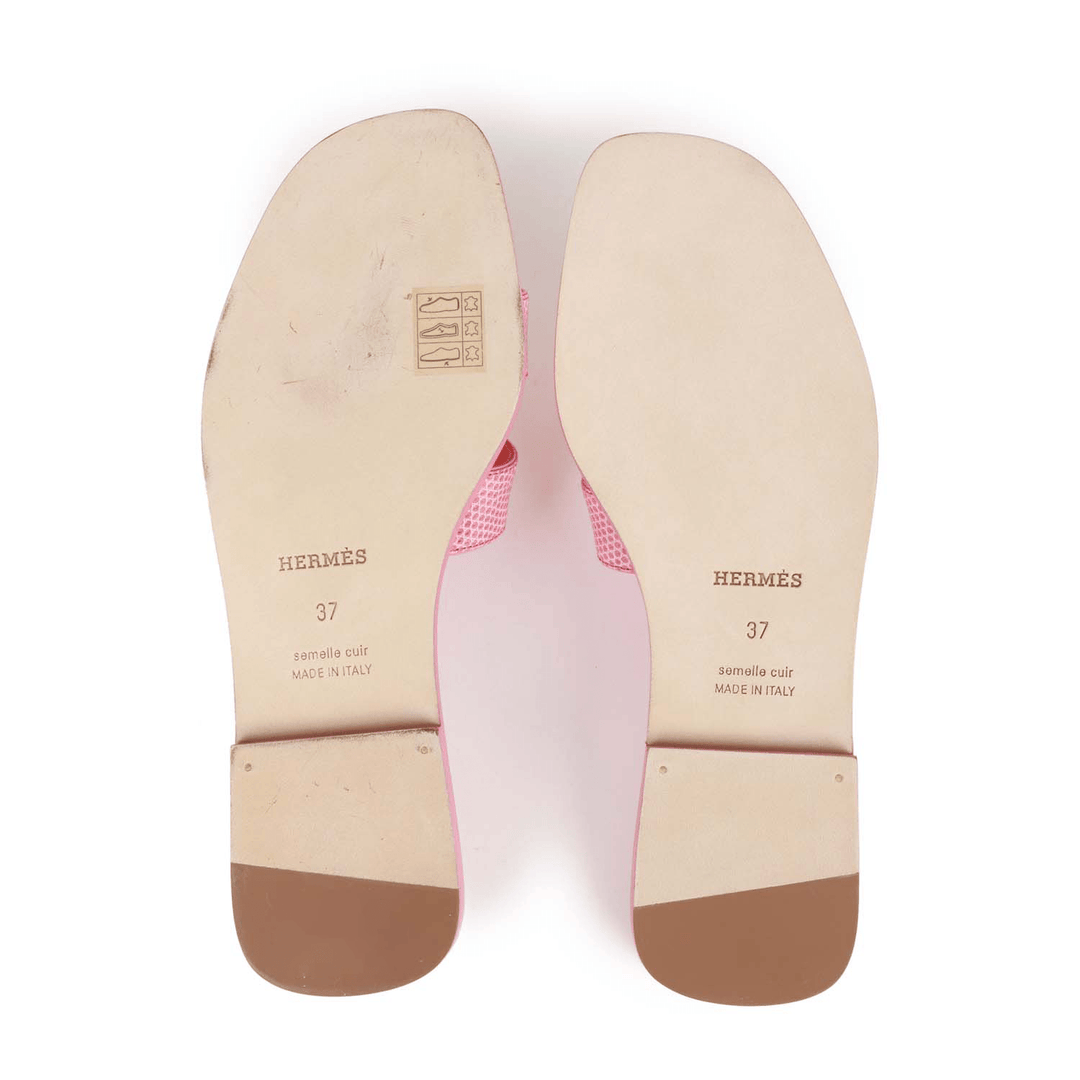 Top quality Hermes Oran Sandals Rose Jaipur Lizard 37