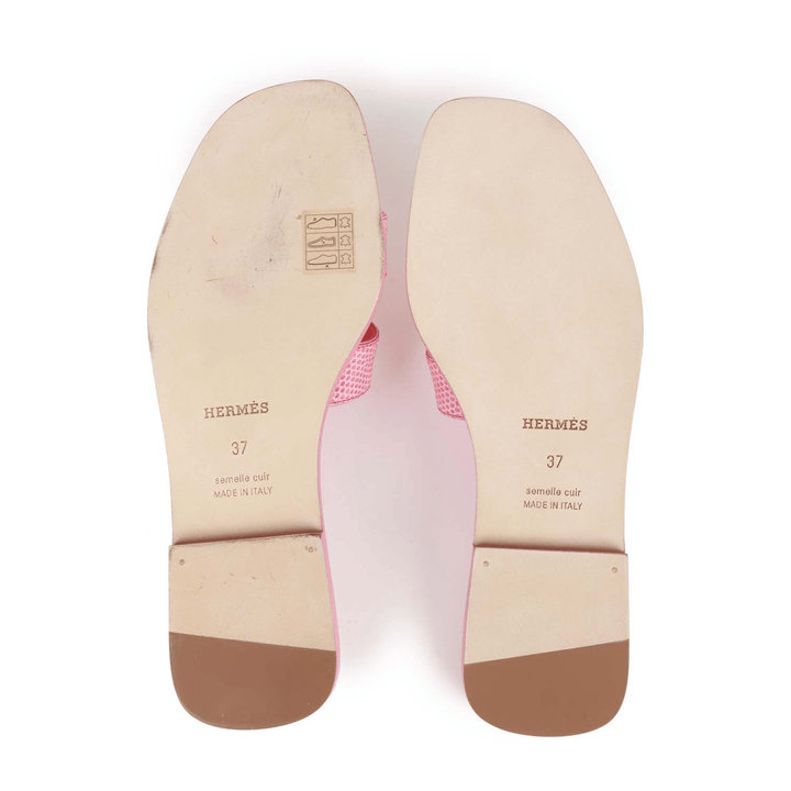 Top quality Hermes Oran Sandals Rose Jaipur Lizard 37