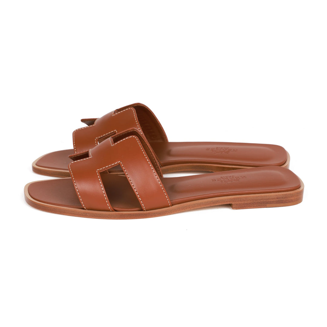Top quality Hermes Oran Sandals Gold Box Calfskin 36