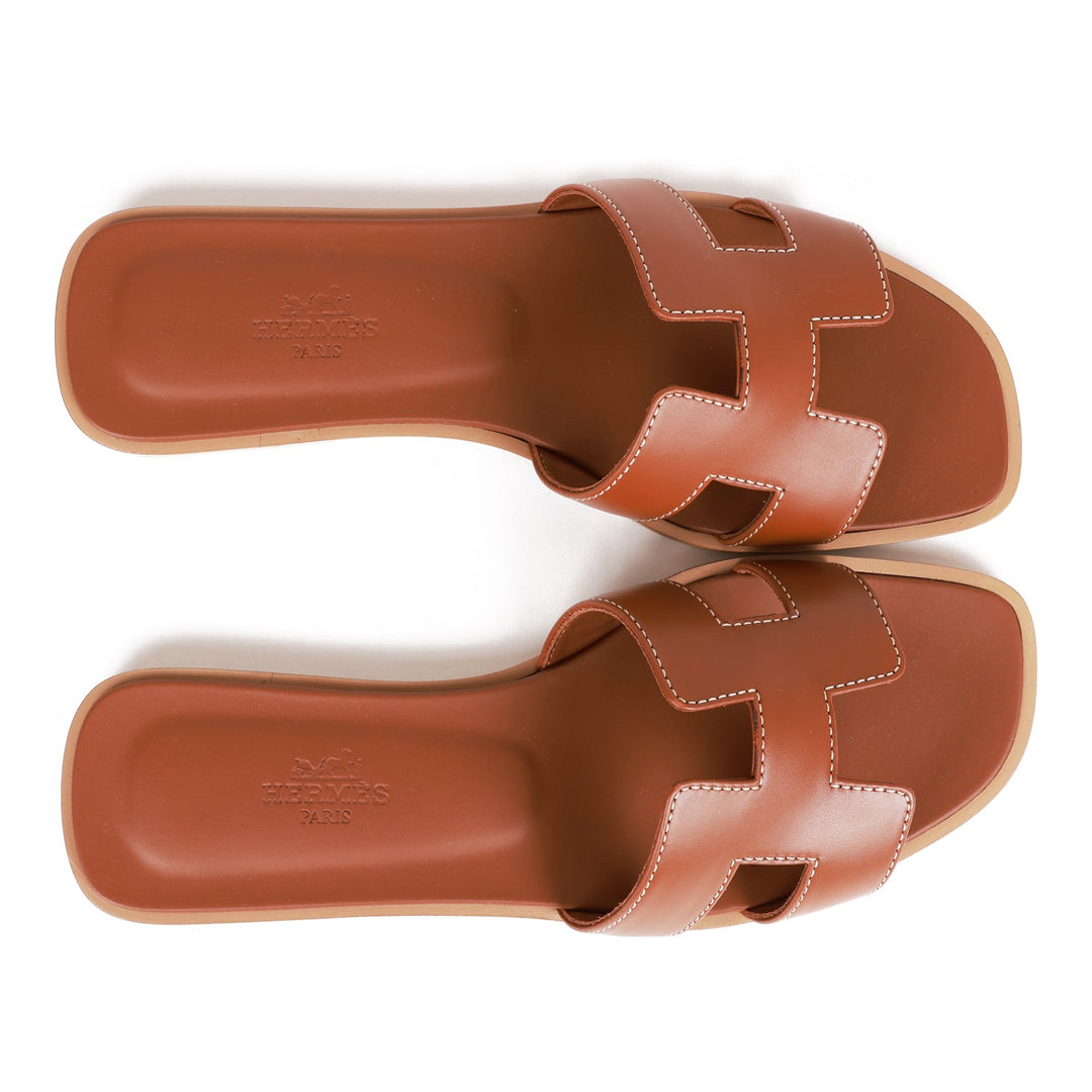 Top quality Hermes Oran Sandals Gold Box Calfskin 36
