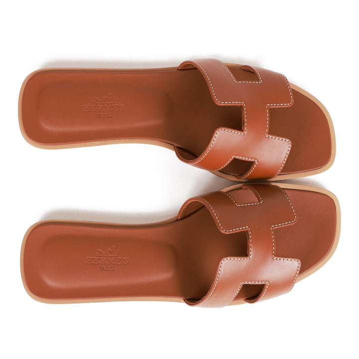 Top quality Hermes Oran Sandals Gold Box Calfskin 36