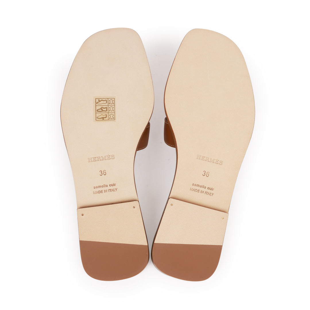 Top quality Hermes Oran Sandals Gold Box Calfskin 36