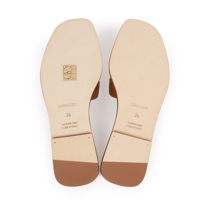 Top quality Hermes Oran Sandals Gold Box Calfskin 36