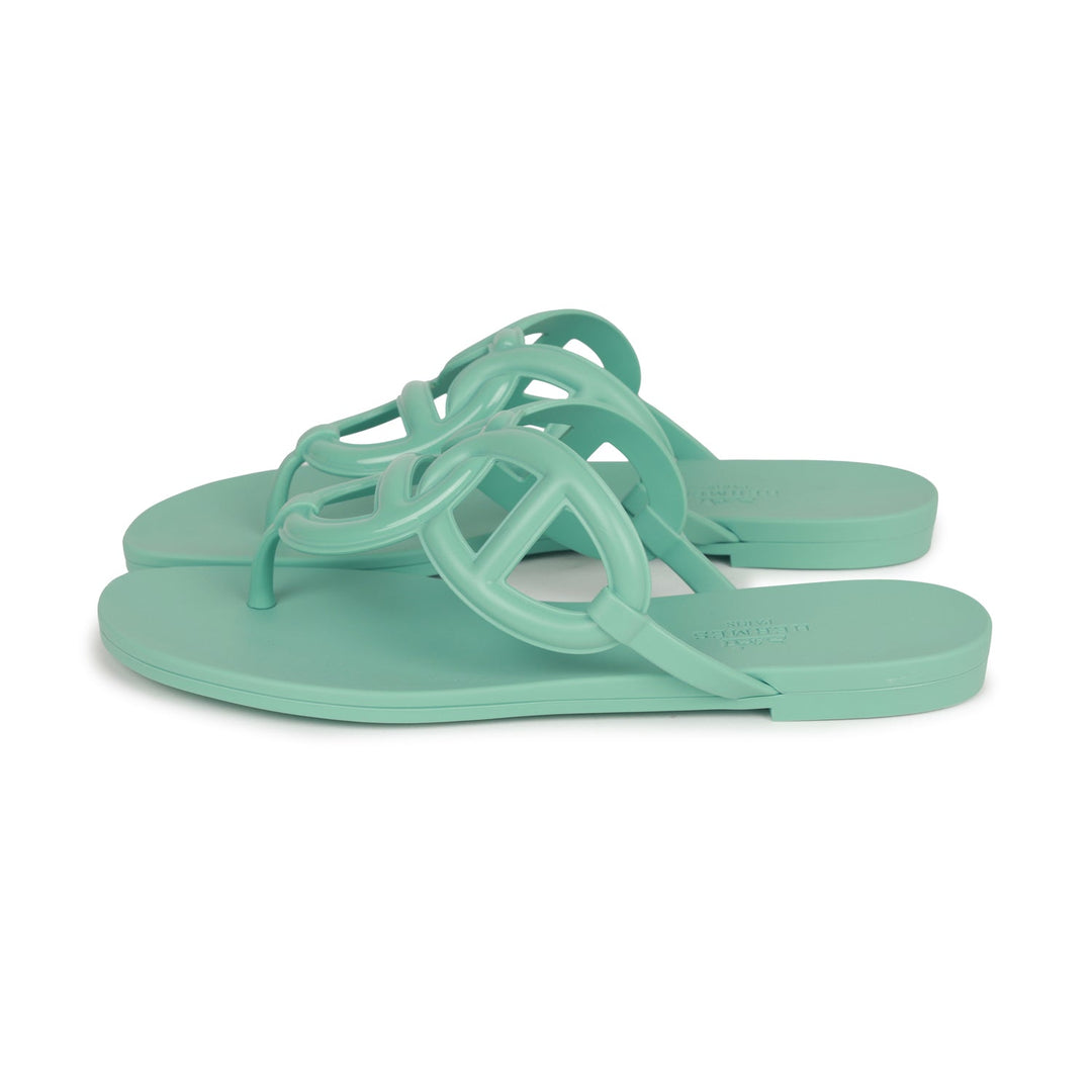 Top quality Hermes Egerie Sandals Vert Embrun Rubber 36