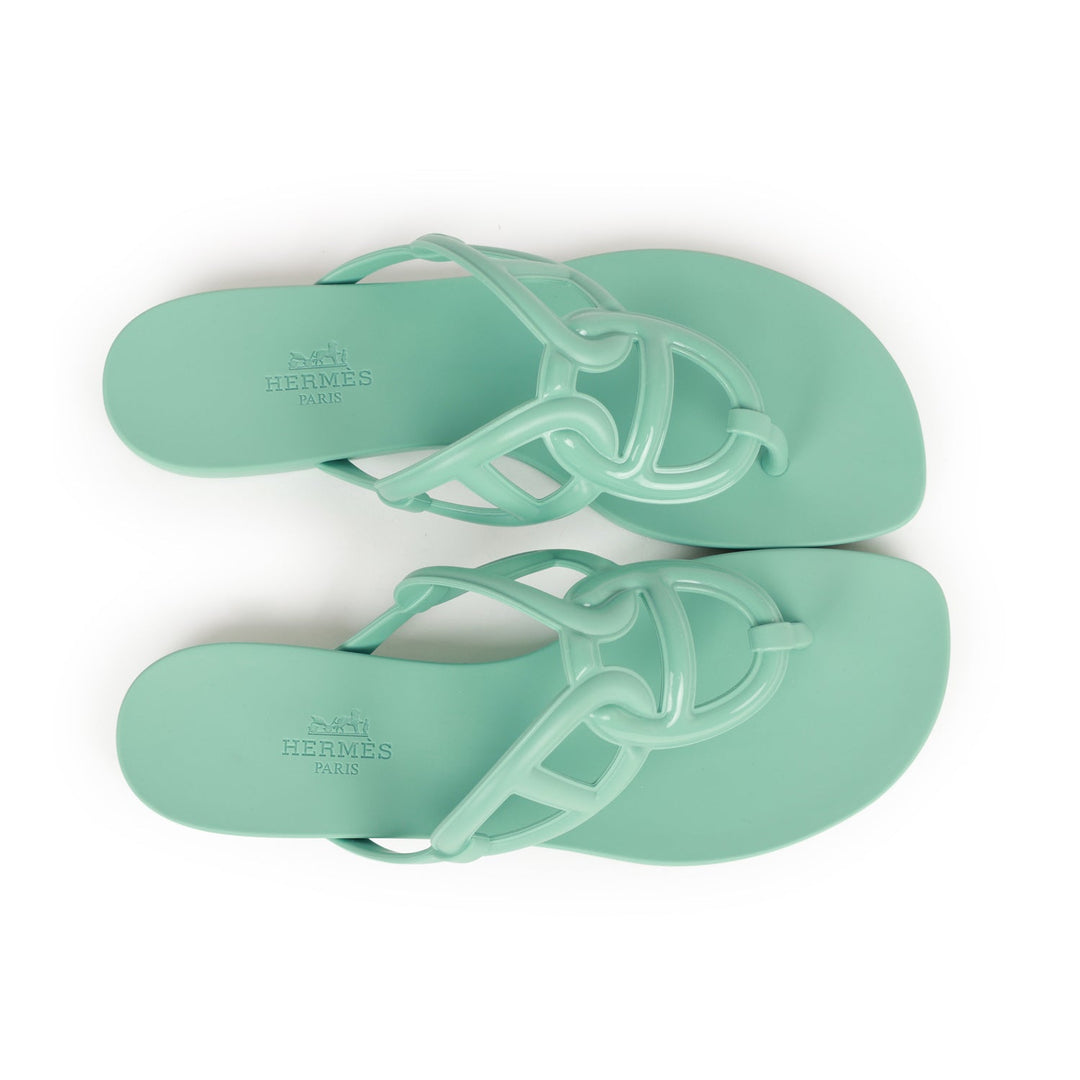 Top quality Hermes Egerie Sandals Vert Embrun Rubber 36