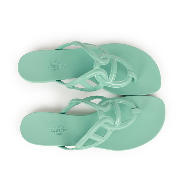 Top quality Hermes Egerie Sandals Vert Embrun Rubber 36