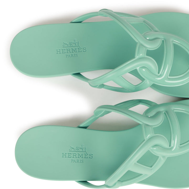 Top quality Hermes Egerie Sandals Vert Embrun Rubber 36