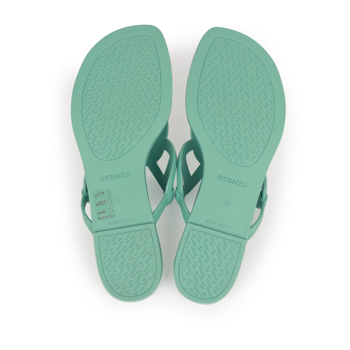 Top quality Hermes Egerie Sandals Vert Embrun Rubber 36