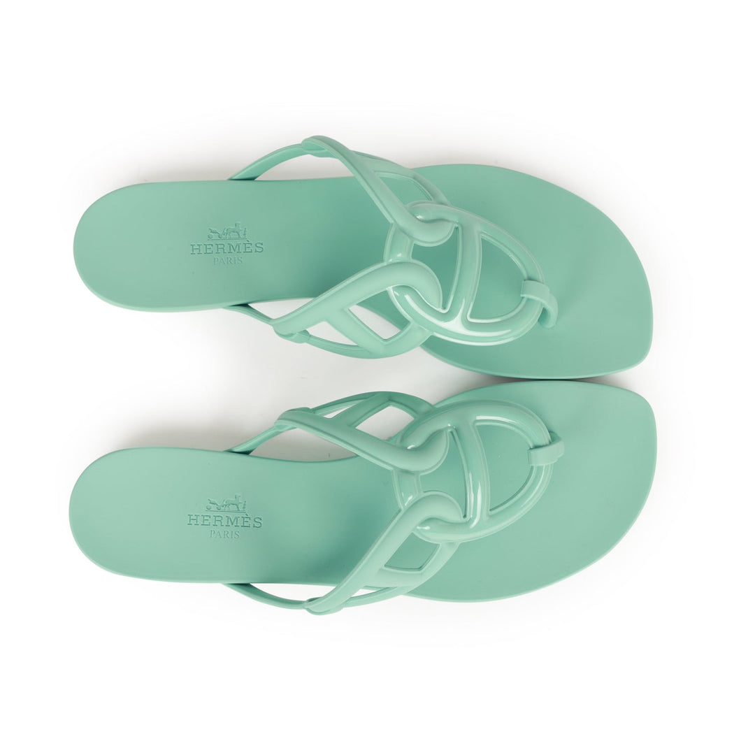 Top quality Hermes Egerie Sandals Vert Embrun Rubber 37