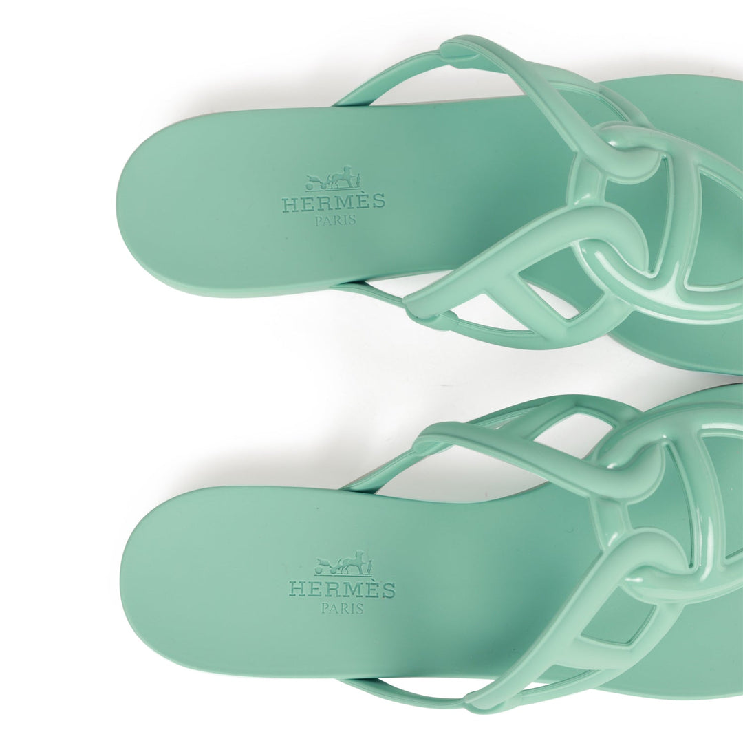 Top quality Hermes Egerie Sandals Vert Embrun Rubber 37