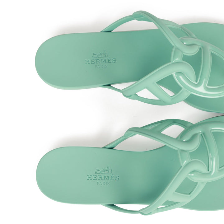 Top quality Hermes Egerie Sandals Vert Embrun Rubber 37