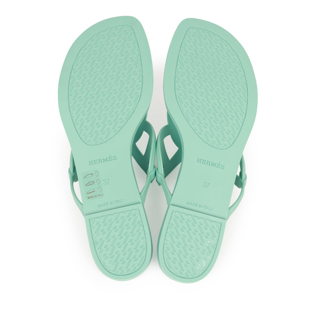Top quality Hermes Egerie Sandals Vert Embrun Rubber 37