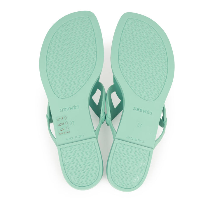 Top quality Hermes Egerie Sandals Vert Embrun Rubber 37