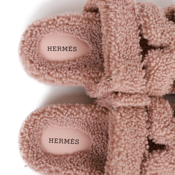 Top quality Hermes Chypre Techno Sandals Bois de Santal Woolskin 37