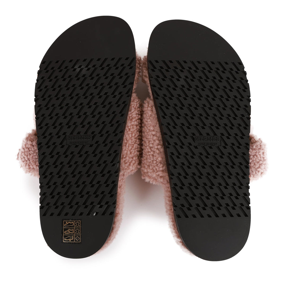 Top quality Hermes Chypre Techno Sandals Bois de Santal Woolskin 37