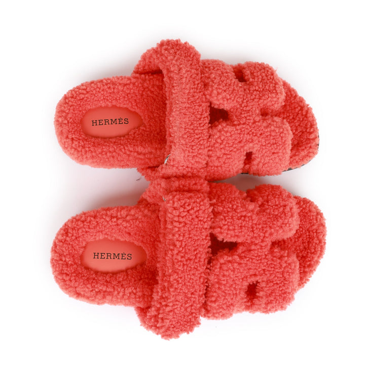 Top quality Hermes Chypre Techno Sandals Orange Woolskin 38