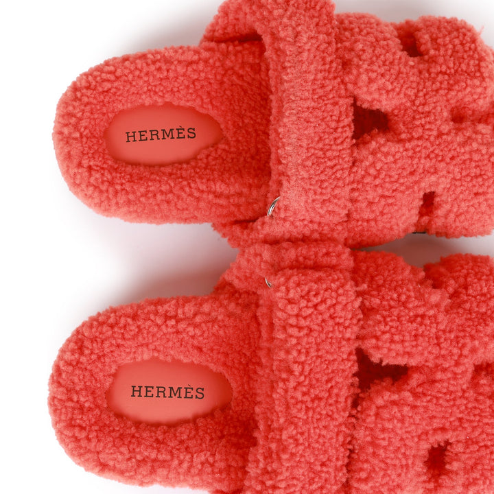 Top quality Hermes Chypre Techno Sandals Orange Woolskin 38
