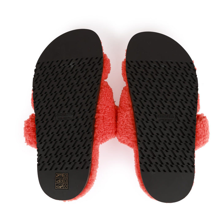Top quality Hermes Chypre Techno Sandals Orange Woolskin 38