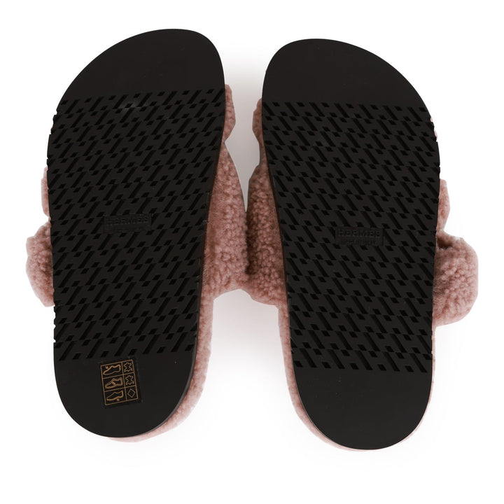 Top quality Hermes Chypre Techno Sandals Bois de Santal Woolskin 37