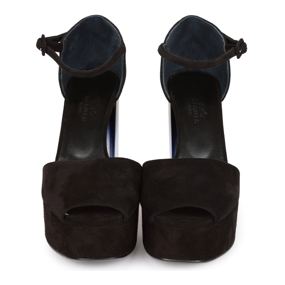 Top quality Hermes Flirt 60 Sandals Black Suede 36