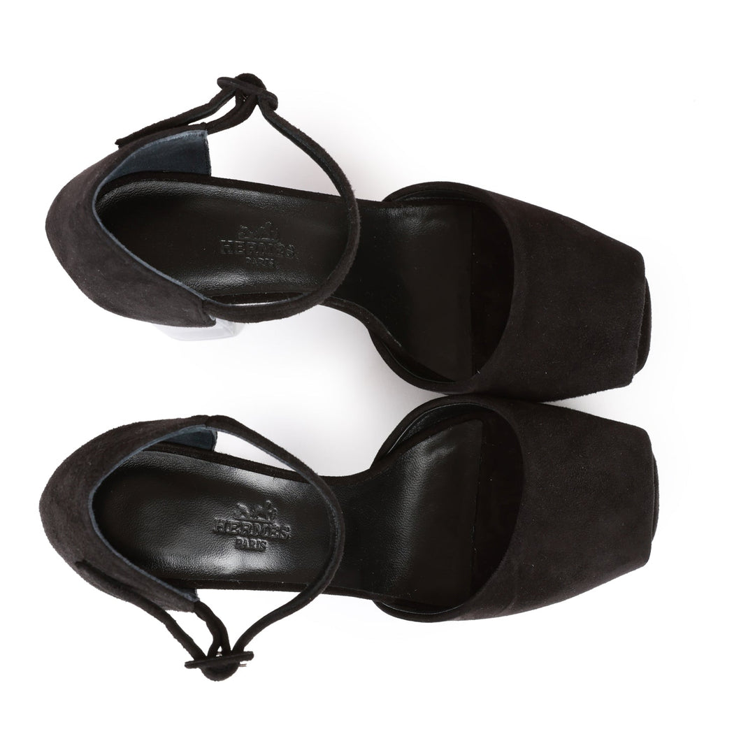 Top quality Hermes Flirt 60 Sandals Black Suede 36