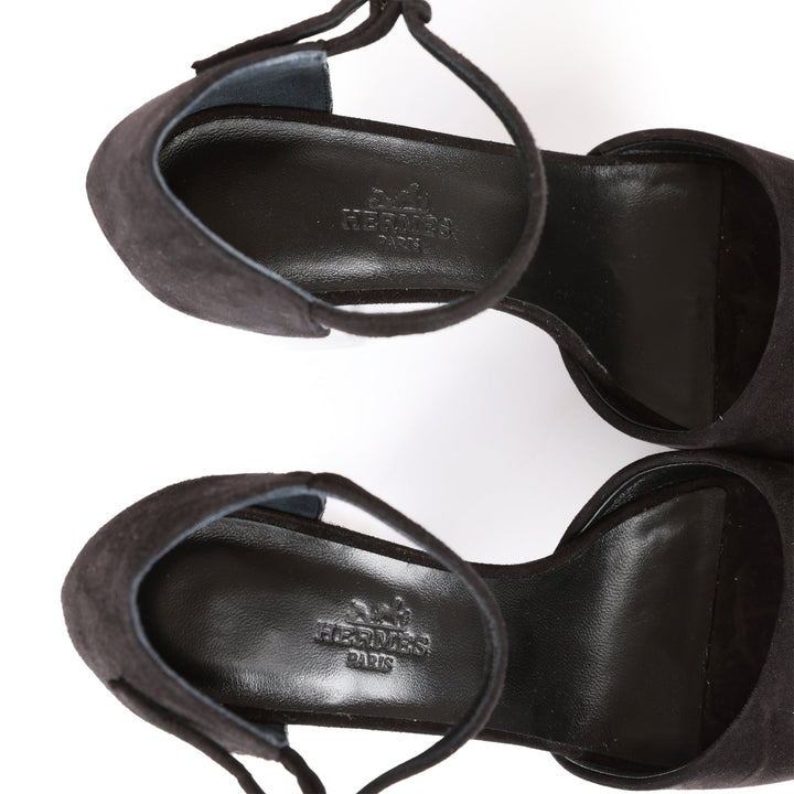 Top quality Hermes Flirt 60 Sandals Black Suede 36