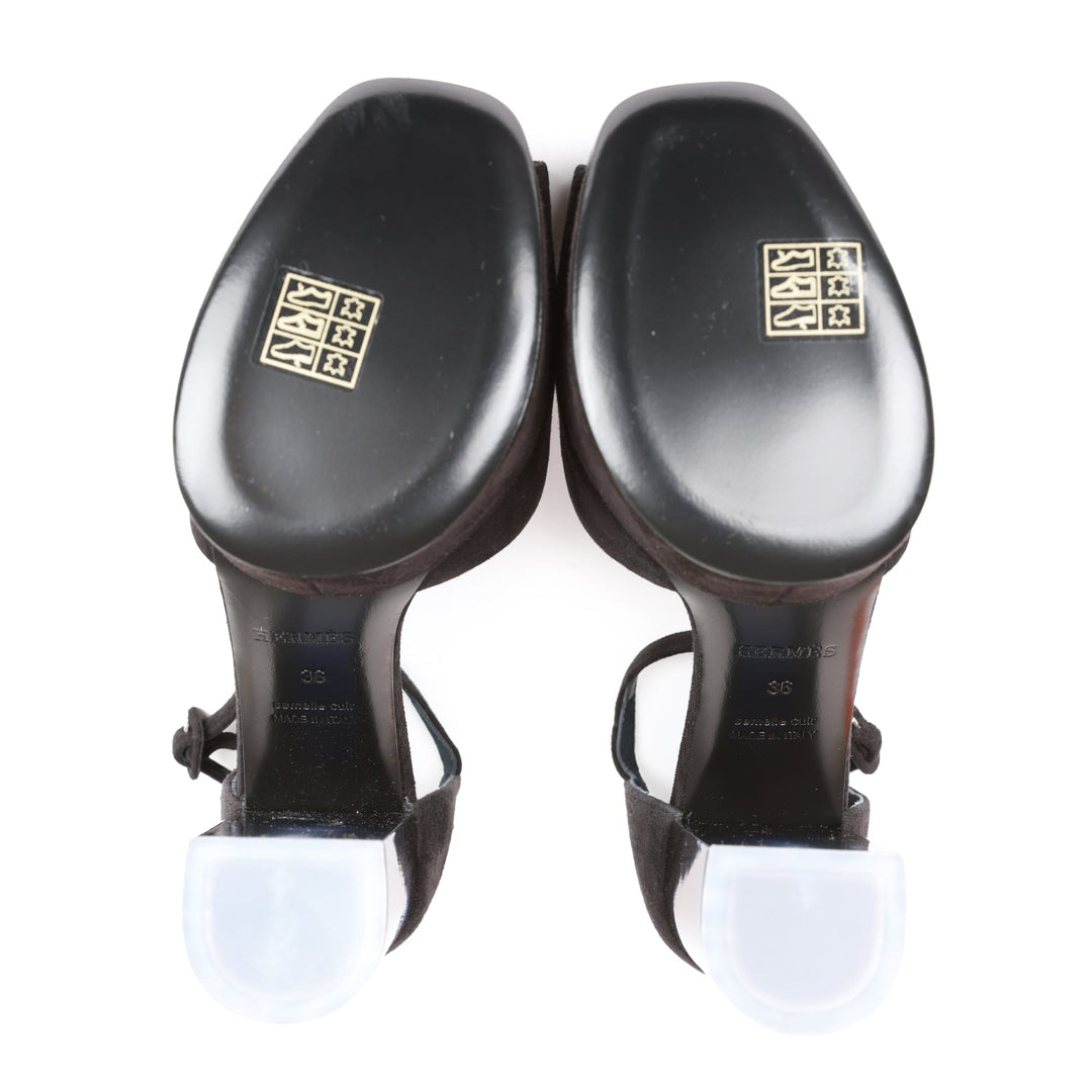 Top quality Hermes Flirt 60 Sandals Black Suede 36