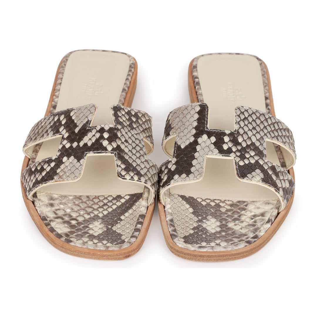 Top quality Hermes Oran Sandals Natural Python 37