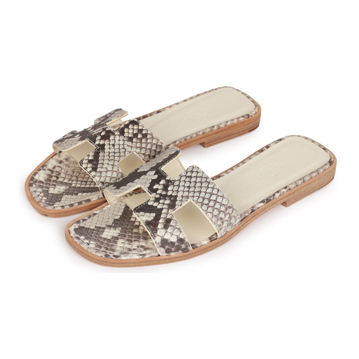 Top quality Hermes Oran Sandals Natural Python 37
