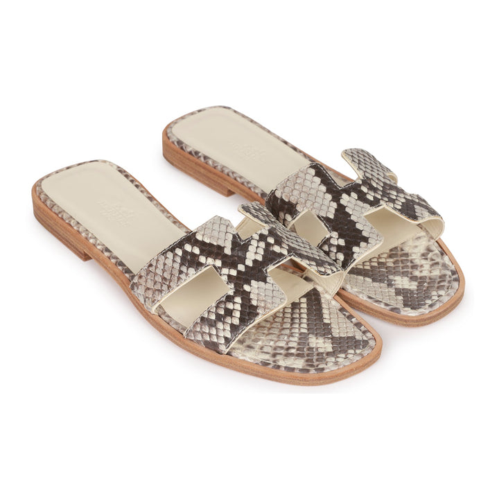 Top quality Hermes Oran Sandals Natural Python 37