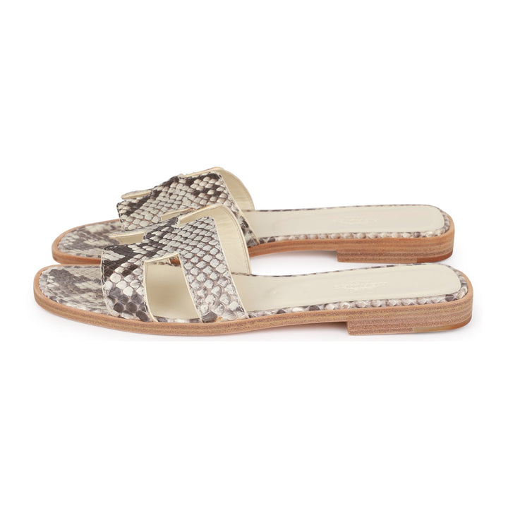 Top quality Hermes Oran Sandals Natural Python 37