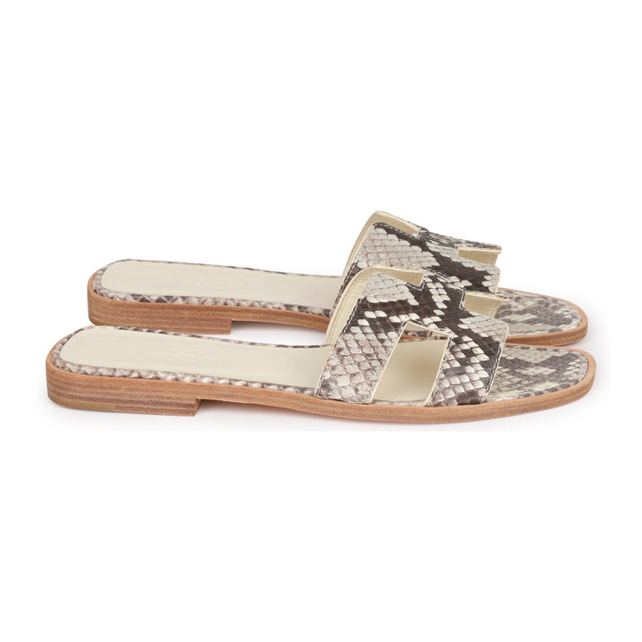 Top quality Hermes Oran Sandals Natural Python 37