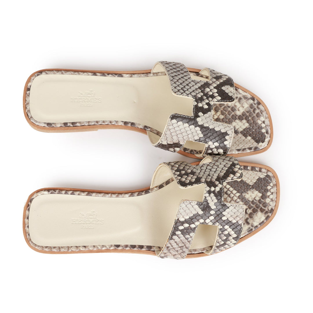 Top quality Hermes Oran Sandals Natural Python 37