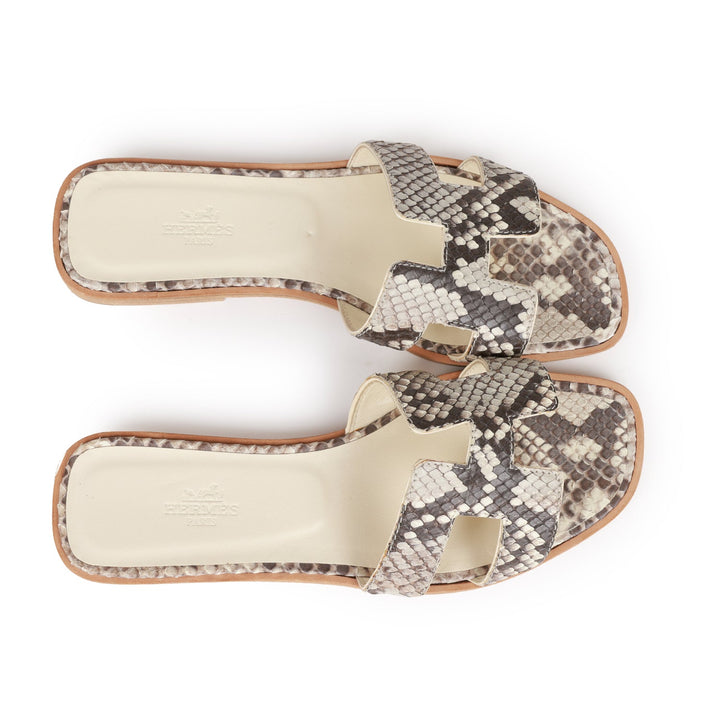 Top quality Hermes Oran Sandals Natural Python 37