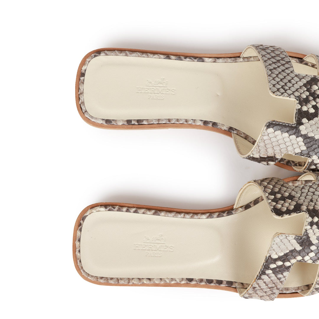 Top quality Hermes Oran Sandals Natural Python 37