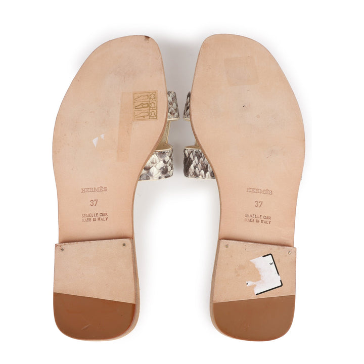 Top quality Hermes Oran Sandals Natural Python 37