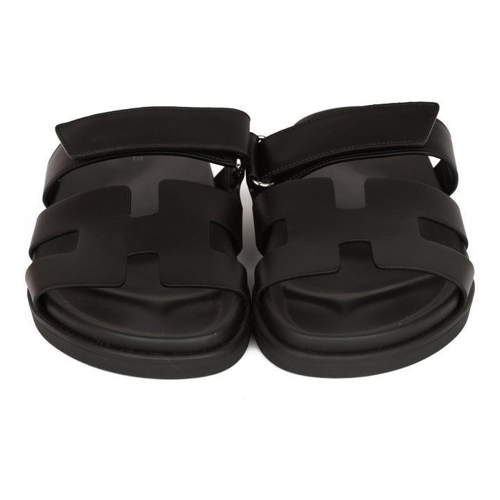 Top quality Hermes Chypre Sandals Black Calfskin 38