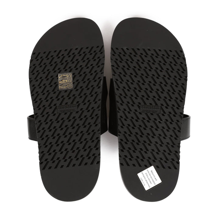 Top quality Hermes Chypre Sandals Black Calfskin 38