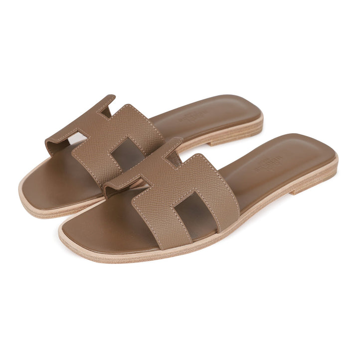 Top quality Hermes Oran Sandals Etoupe Epsom 36.5
