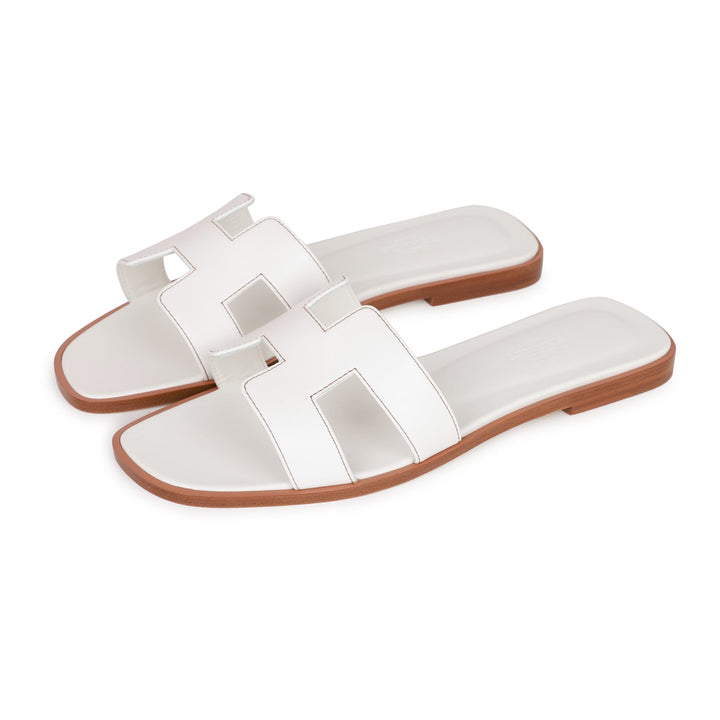 Top quality Hermes Oran Sandals White Box Calfskin 38