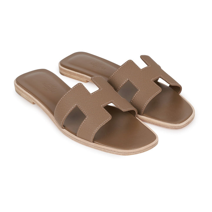Top quality Hermes Oran Sandals Etoupe Epsom 36.5