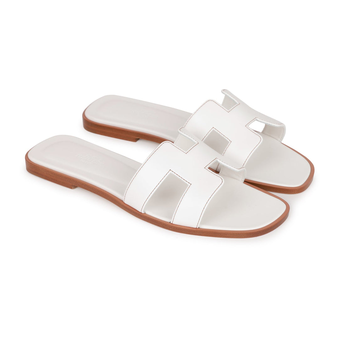Top quality Hermes Oran Sandals White Box Calfskin 38