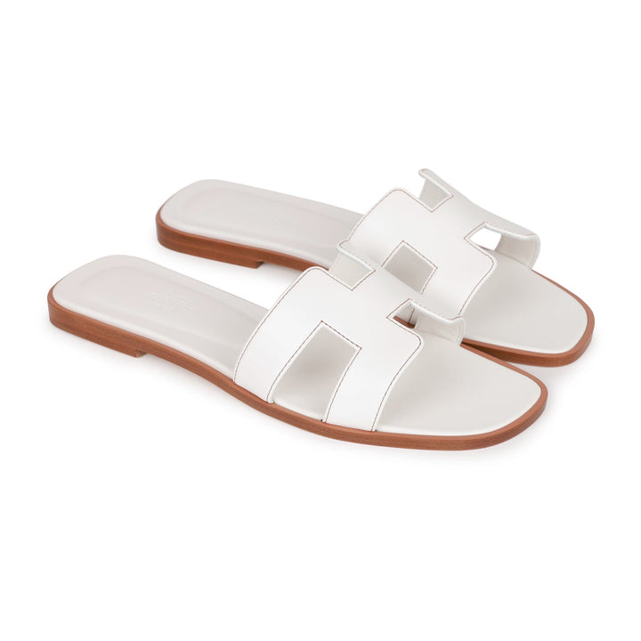 Top quality Hermes Oran Sandals White Box Calfskin 38